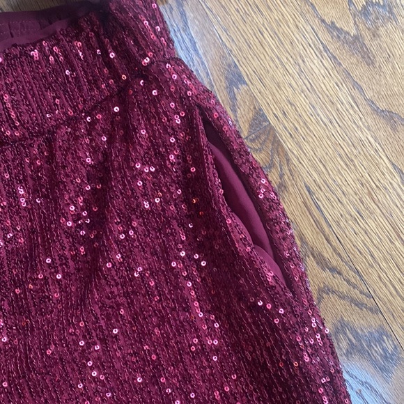 Lulu's Burgundy Sequin Wide Leg Pants - Picture 3 of 9